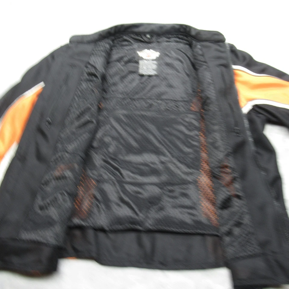 Chaqueta de motocicleta Harley Davidson para mujer XL negra naranja malla pesada con alas Foto 3 de 4