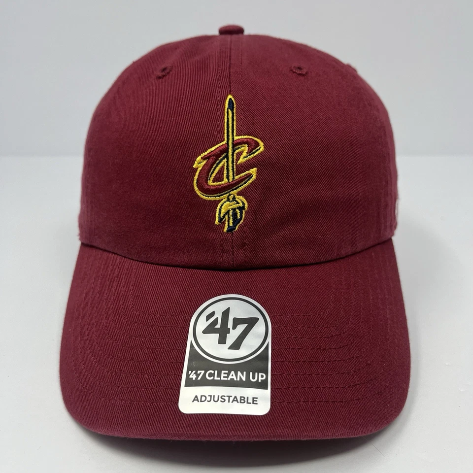 '47 Marca Limpieza Cleveland Cavaliers Hombres Gorra Sombrero Ajustable Correa Rojo Vino Foto 2 de 4