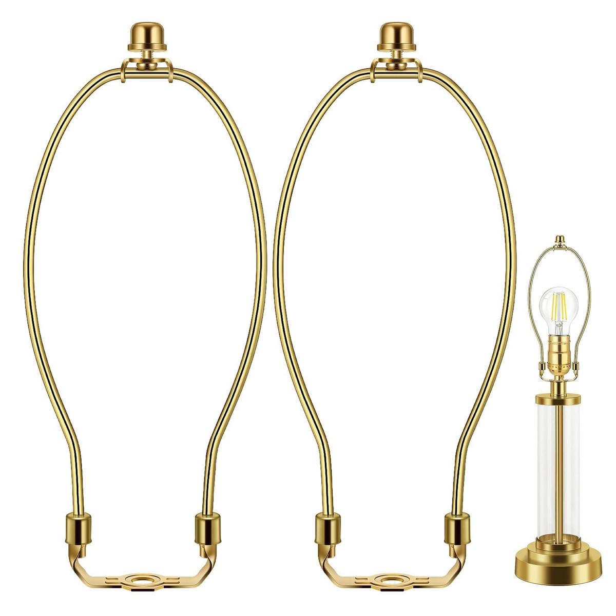 B&P Lamp 10" Harp - Brass Plated, Regular Weight, Fits Standard Lamp Shades & Finials