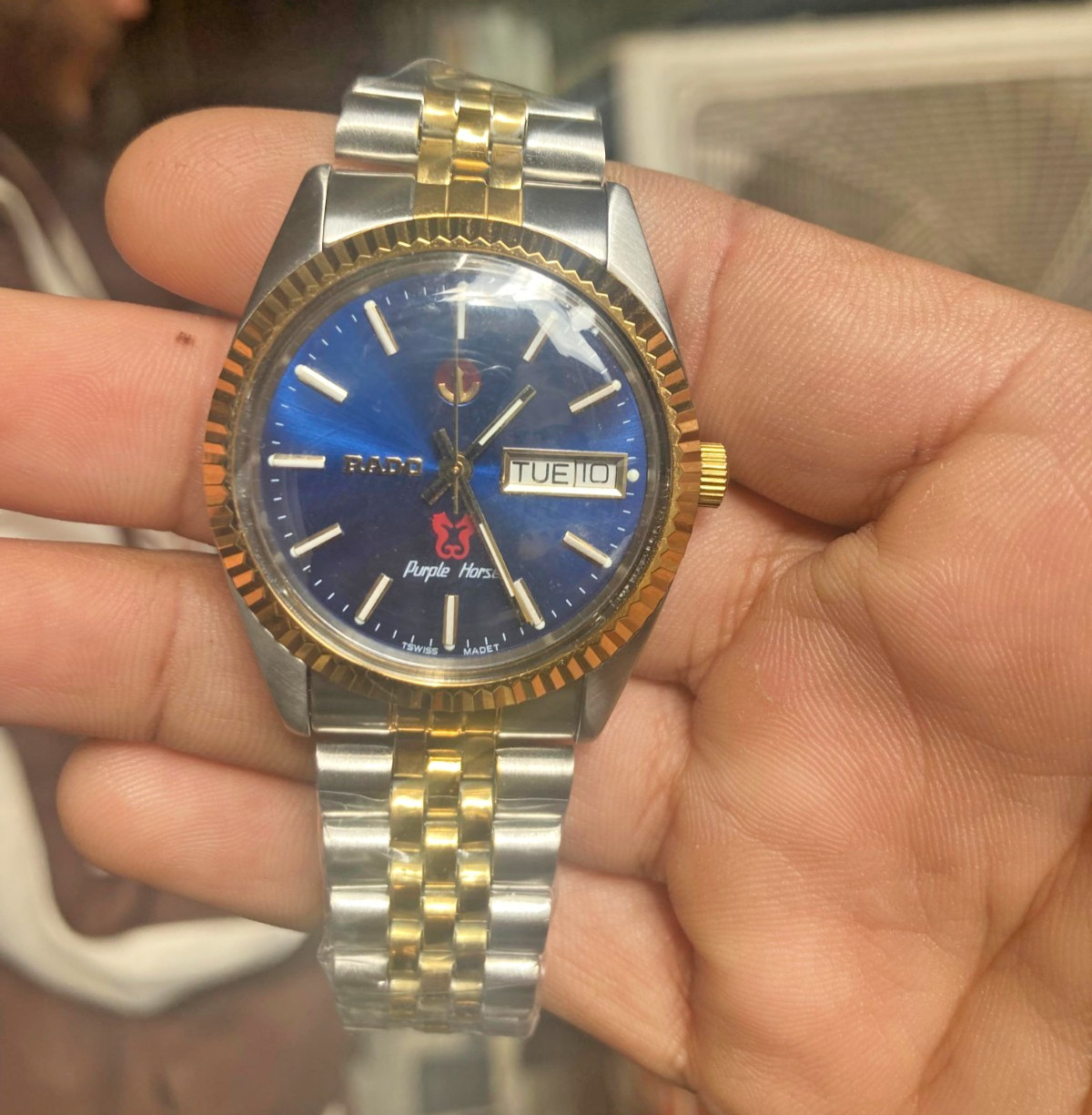 Automatic Two Purple Horse Men's Rado Blue Ton Watch Dial - vintagewatches.pk