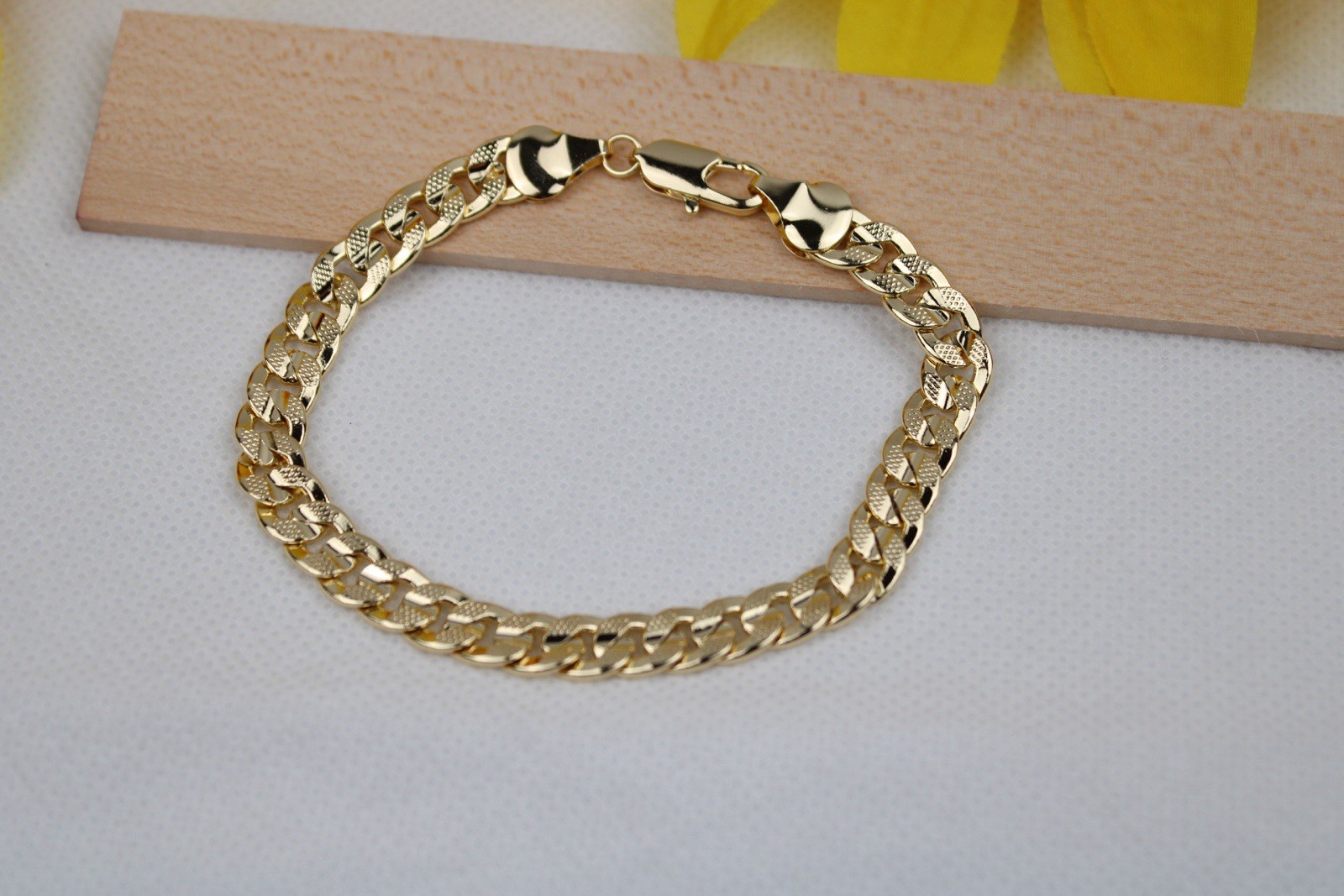 Pulsera Chapada en Oro 14k Hombre 8.5” 7mm/Pulsera Para Hombre En Oro Laminado