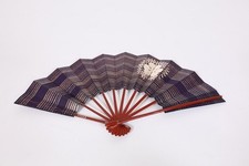 Purple Gold Folding Fan Japanese Washi Paper Bamboo Used