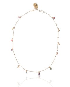 Authentic Short Necklace with multicolor Crystals – 24k gold plated