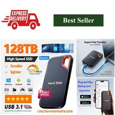 AEVYVKV Portable SSD 128TB External Hard Drive USB 3.1 High Speed Storage for