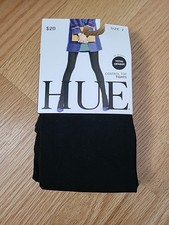 New HUE Women's Total Opaque Control Top Tights 90 Den, Black, Size 2 S/M 