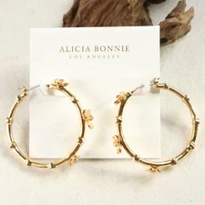 Alicia Bonnie Eternity Hoop Earrings in Gold Authentic