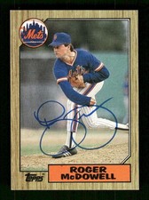 1987 Topps 185 Roger McDowell signed auto autograph  crisp blue sig centered MZ 