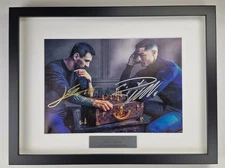 Lionel Messi-Cristiano Ronaldo canvas Hand Signed framed w/COA free shipping