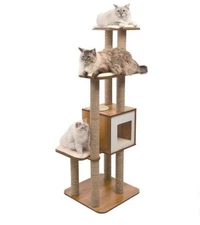Catit Cat Tree Scratcher Walnut Brown 9-Posts Condo Vesper 5-Levels Memory Foam