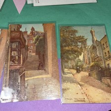 Tuck’s Postcards Artwork Textured ,Hempstead 3 Holly Bush Steps, 1 St Mary’s