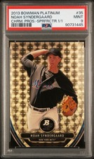 Marketplace image: NOAH SYNDERGAARD RC 2013 BOWMAN PLATINUM SUPERFRACTOR PROSPECT ROOKIE 1/1 PSA 9