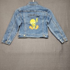 Looney Tunes Tweety Jacket Girls Small 6/6X Blue Denim That's All Folks Graphic