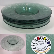 5 X Vitrocolor Recycled Green Glass Large 12" Pasta Bowl Made in Spain - Set