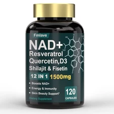 NAD+ Supplement Nicotinamide Resveratrol Quercetin for Anti-Aging Energy Focus