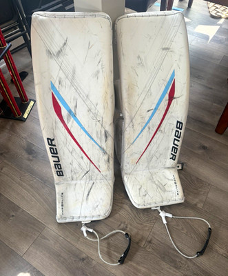 Bauer Vapor Hyperlite Goalie Leg Pads Senior Large White/Red/Blue Set of 2