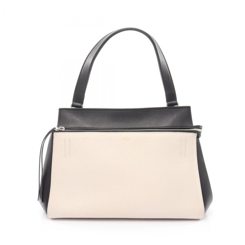 CELINE Edge Small Handbag 174013 leather Black White Used Women