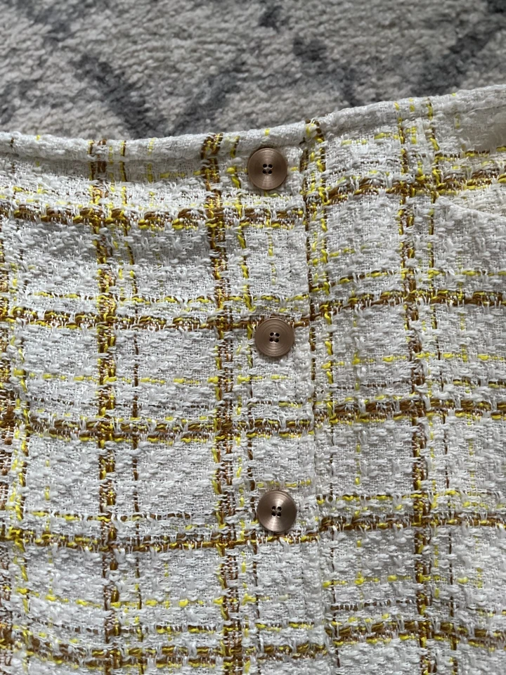 Minifalda CAbi para mujer Coco 16 amarillo crema a cuadros forrada de tweed mini Foto 4 de 4