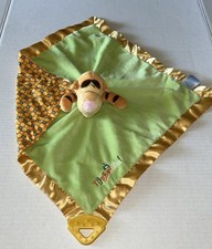 DISNEY TIGGER TIGGERIFIC TEETHER SECURITY BLANKET LOVEY GREEN ORANGE E5