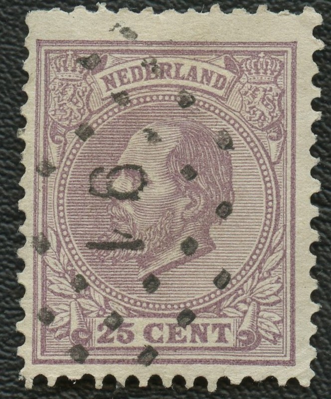 1872 Used Netherlands 25c Scott #30 Violet Cancel Stamps