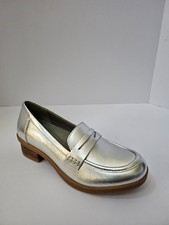 Dansko Danica Waterproof Leather Penny Loafers Silver Metallic New