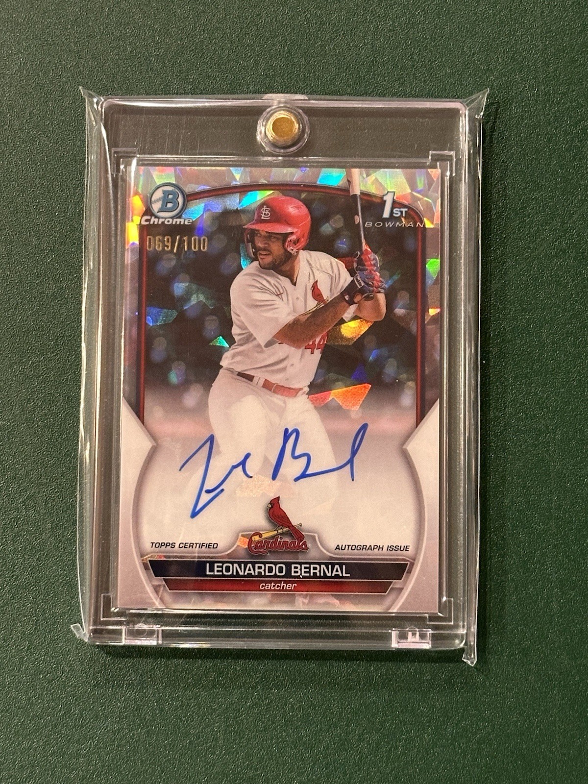 2023 1st Bowman Chrome Baseball Leonardo Bernal Atomic Refractor Auto /100 RC