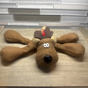 Retired Rodney Reindeer 1979 Hallmark Bean Bag Christmas Plush With Red Bow
