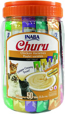INABA Churu Cat Treats, Grain-Free, Lickable, Squeezable Creamy Pur e Cat Treat/