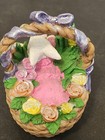 Vintage Oxford Elite Rabbit Lying In Flower Basket Figure 3in H Preowned No Box — photo 5