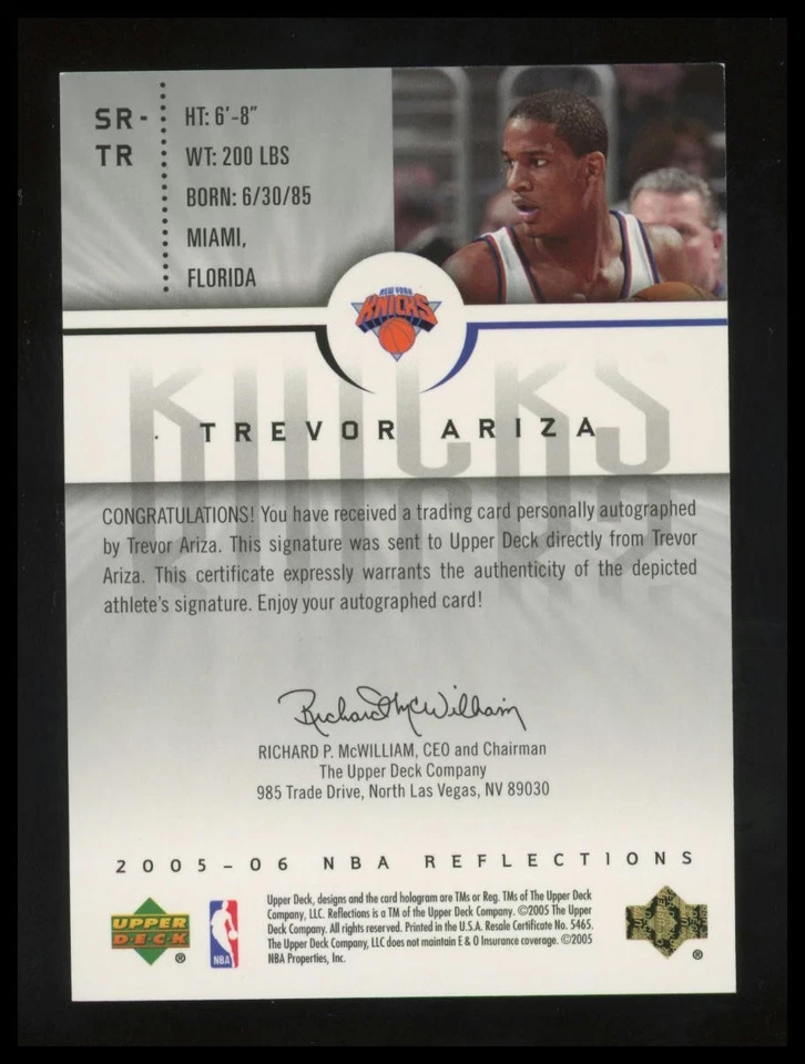 2005-06 Upper Deck Reflections #SR-TR Trevor Ariza Signature Reflections - Image 2 of 2