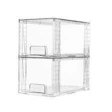 2 Pack Large Stackable Storage Drawers, Clear
