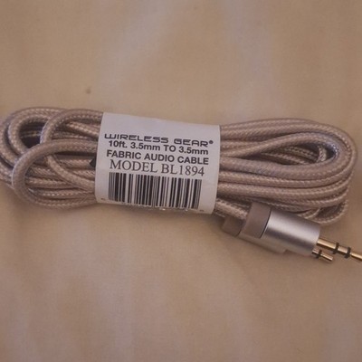 Wireless Gear 10ft 3.5mm AUX Fabric Audio Cable Beige BL1894