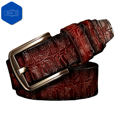 High Quality Crocodile Embossed Waist Strap Mens Genuine Leather Belt Pin Buckle - Picture 12 of 26