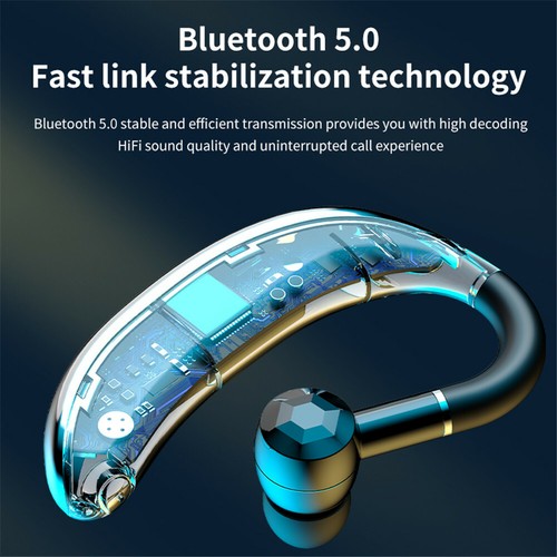 Wireless Bluetooth Earphone Handsfree EarHook Headset For iOS Android Cellphones - Picture 3 of 10