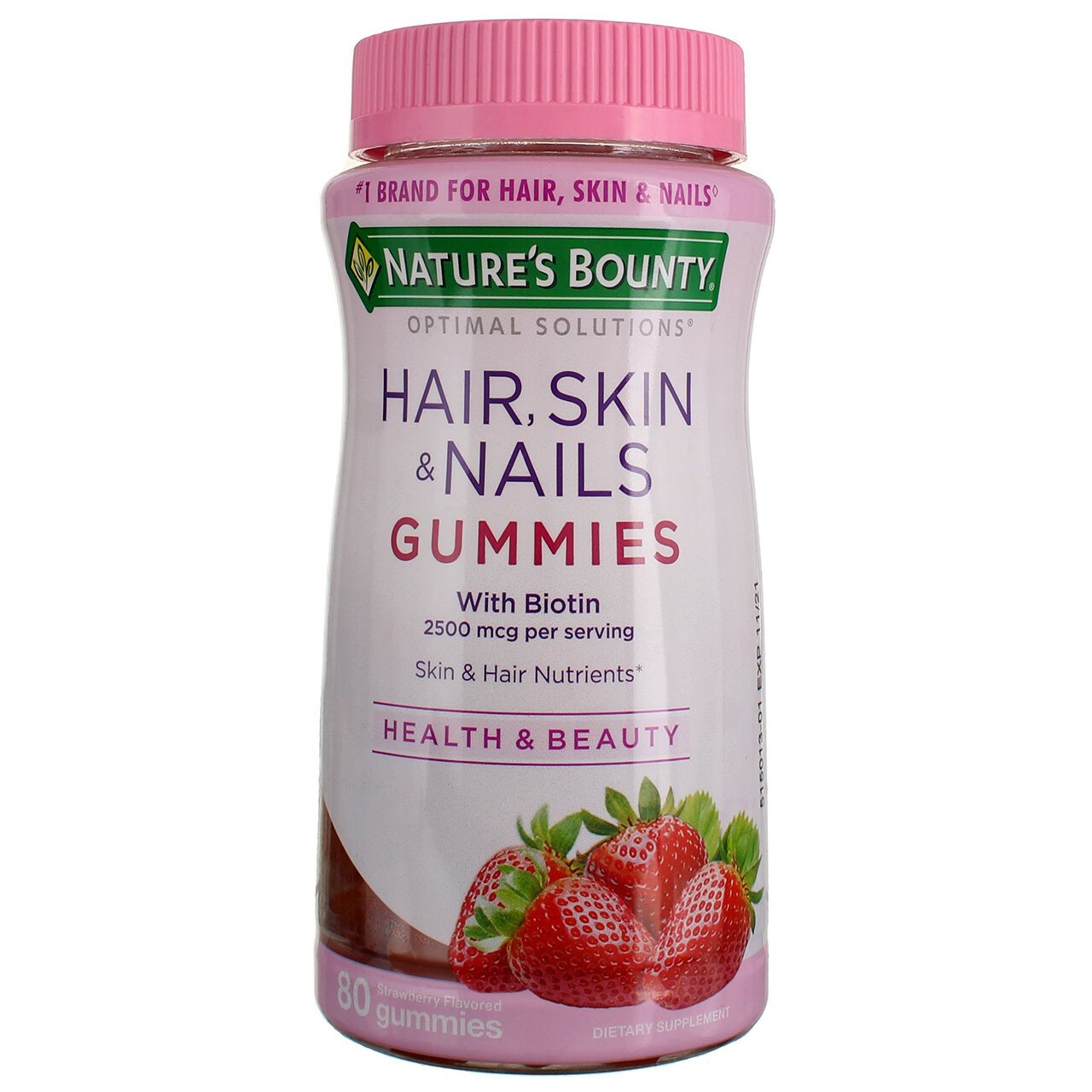 Nature's Bounty Optimal Solutions With Biotin Hair, Skin & Nails Gummies, Str...