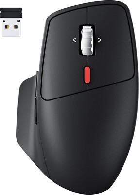 Bluetooth Mouse Ergonomic Wireless Mouse, 2-in-1 BT 5.0+2.4Ghz Computer Mouse
