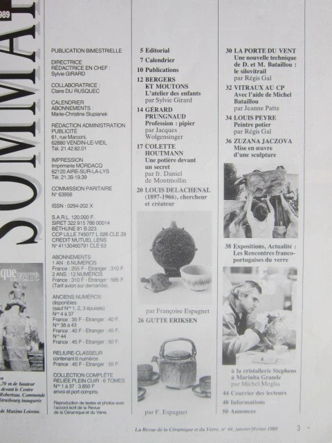 La revue de la Céramique et du verre N° 44/Gutte Eriksen/Delachenal/C.Houtmann - Photo 3/3