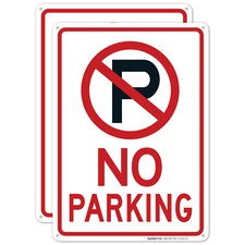 No Parking Sign with Symbol Sign, 2 Pack 10x14 Aluminum