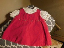 Red Velvet Baby Dress Vintage Japan Two Piece Size 12 Month