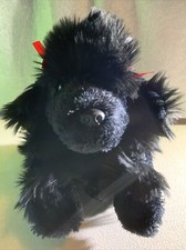 Fao Schwarz Fifth Avenue Sweet Cuddly Soft Plush Black Poodle Red Ribbons 11"