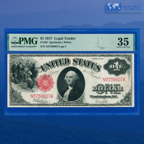Fr.39 1917 $1 One Dollar "SAWHORSE REVERSE" Legal Tender Note, PMG 35 #39807