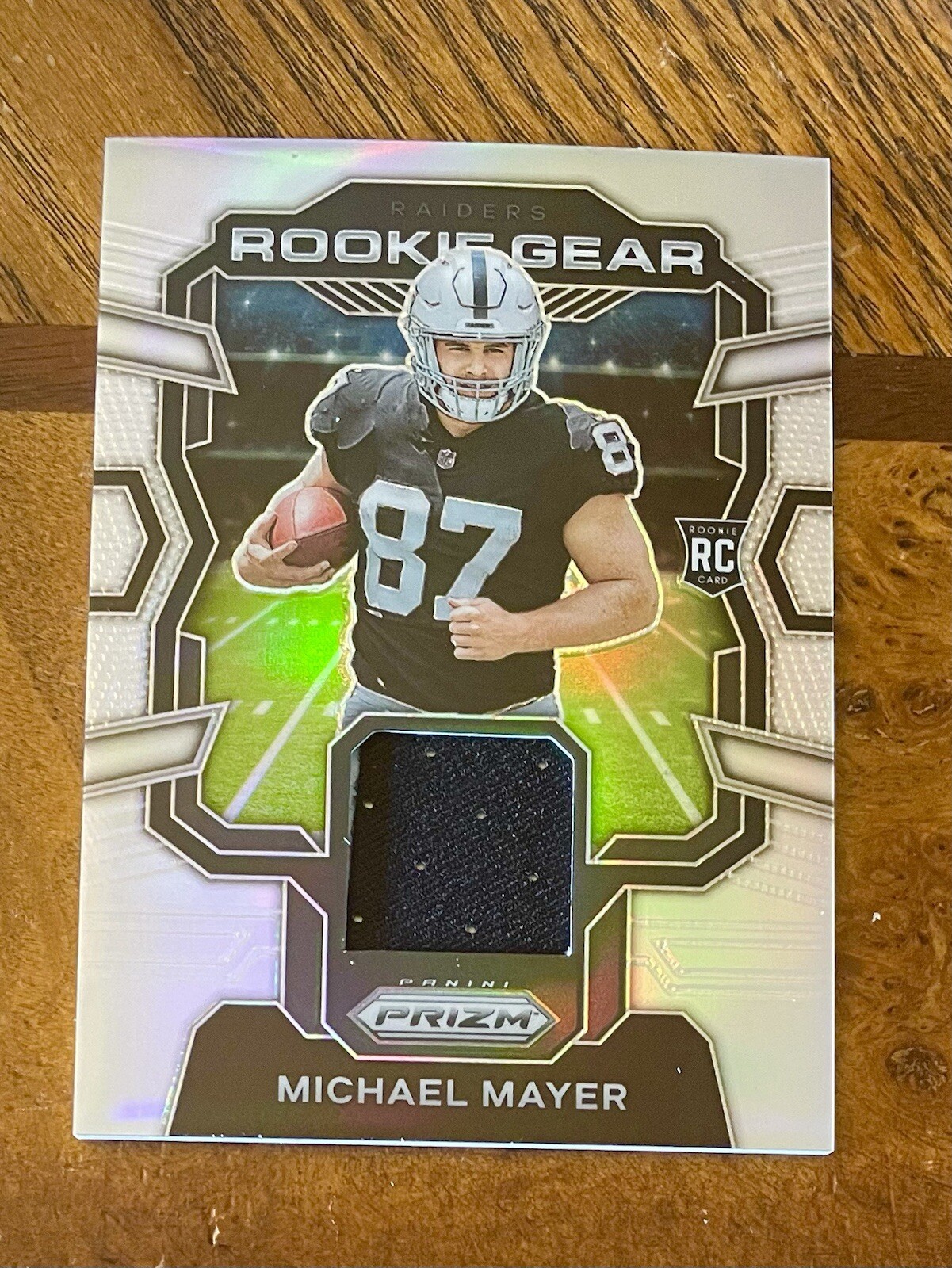 2023 Prizm Football Michael Mayer Rookie Gear Silver Patch #RG-MM Raiders