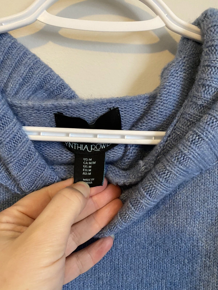 Cynthia Rowley Blue Cowl Neck Sweater Size Med eBay