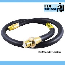 Straight Gas Cooker Hose 3ft x 1/2" Bayonet Gas Approved