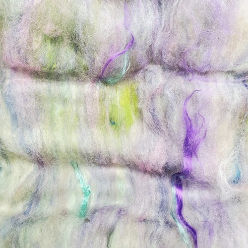 Carded Art Batt 3.75 Oz Merino Top Wool Hand Dye Alpaca Silk Fiber Green Purple - Picture 10 of 15