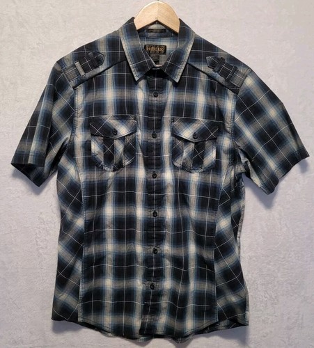 Helix Button Shirt Blue Plaid Men's Size Large Athletic Fit
