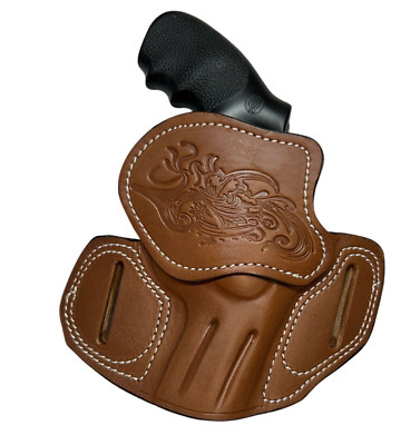For 2.5'' S&W 686 986 PC, Right Hand Brown Leather Open Top Western Belt Holster