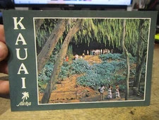 C1 Postcard HAWAII Kauai Wailua RIver Fern Grotto Ferry Tropical Ukulele Music
