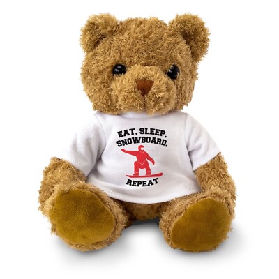 NEU - EAT SLEEP SNOWBOARD REPEAT - Teddybär - süß kuschelweich - Geschenk