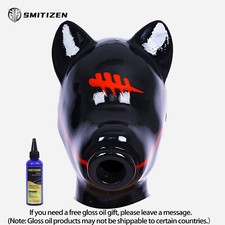 Smitizen Black Silicone Short Ears Drone Hood with Counters Pattern Glossy Mask