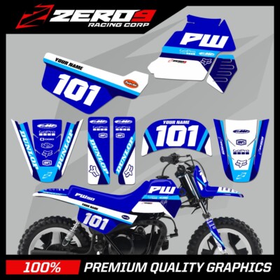 YAMAHA PW 50 GRAPHICS KIT PEEWEE 50 GRAPHICS MINI BIKE GRAPHICS ACE BLU/BLU